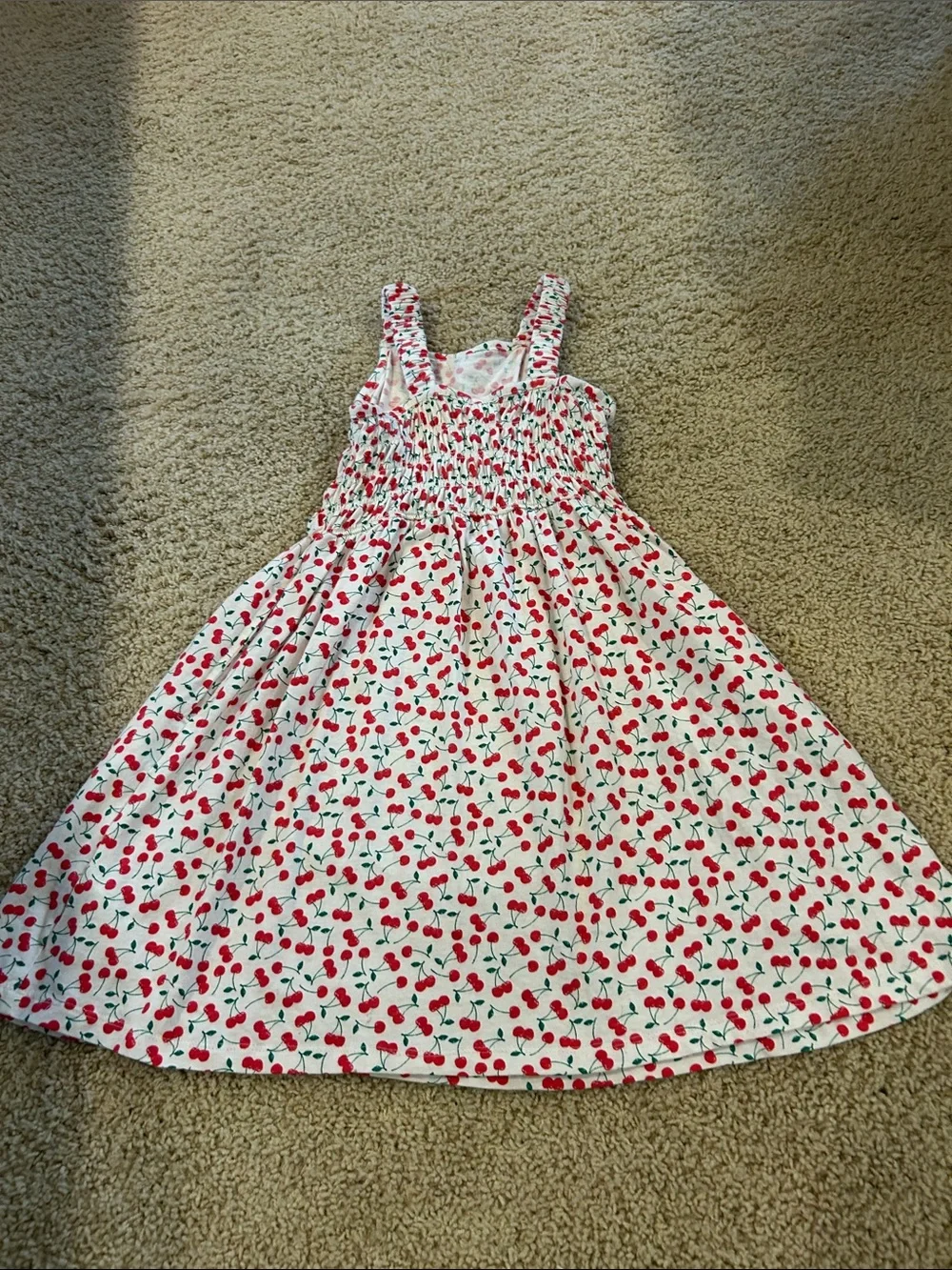 Old Navy White Cherry Print Smocked Sundress